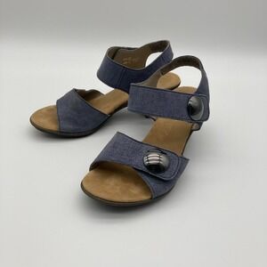 Rieker Antistress Blue Button Wedge Comfort Sandals Size 37